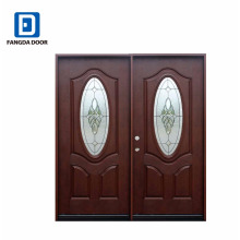 Fangda 3/4 Oval Mahogany Fiberglass Prehung Double Door Unit